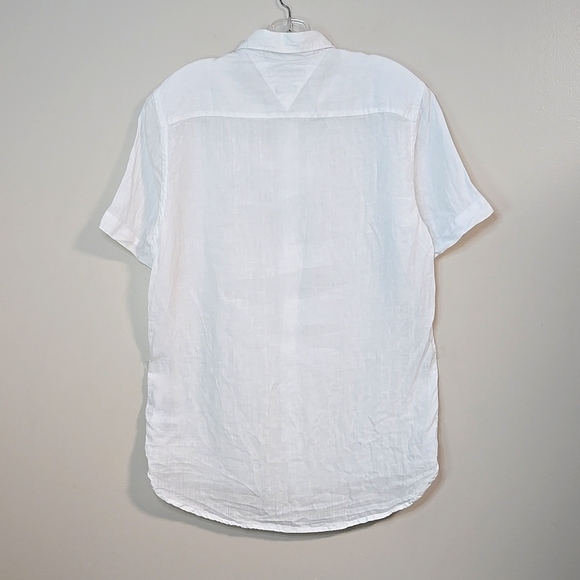 🌿Tommy Hilfiger Optic White Linen Regular Fit Button Down Shirt, Size M ~ EUC - Picture 5 of 10